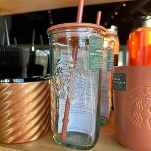 Starbucks 2024 Terracotta Brown Recycled Triangle Glass Cold Cup Limited Edition